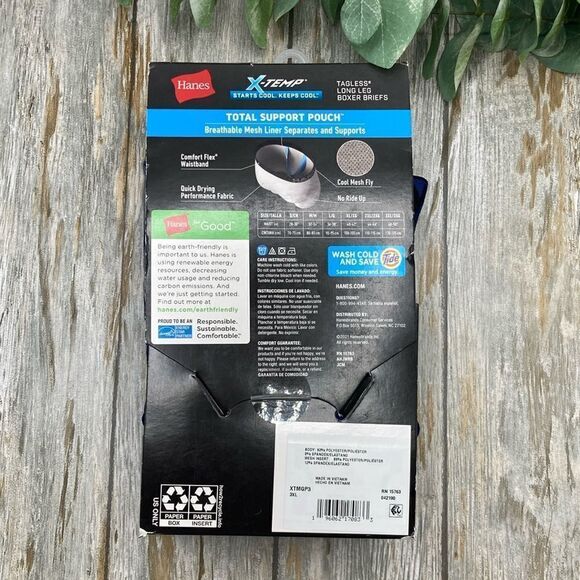 Hanes X-Temp Total Support Pouch Long Leg Boxer Briefs Underwear 3-Pack Size S - Picture 2 of 9